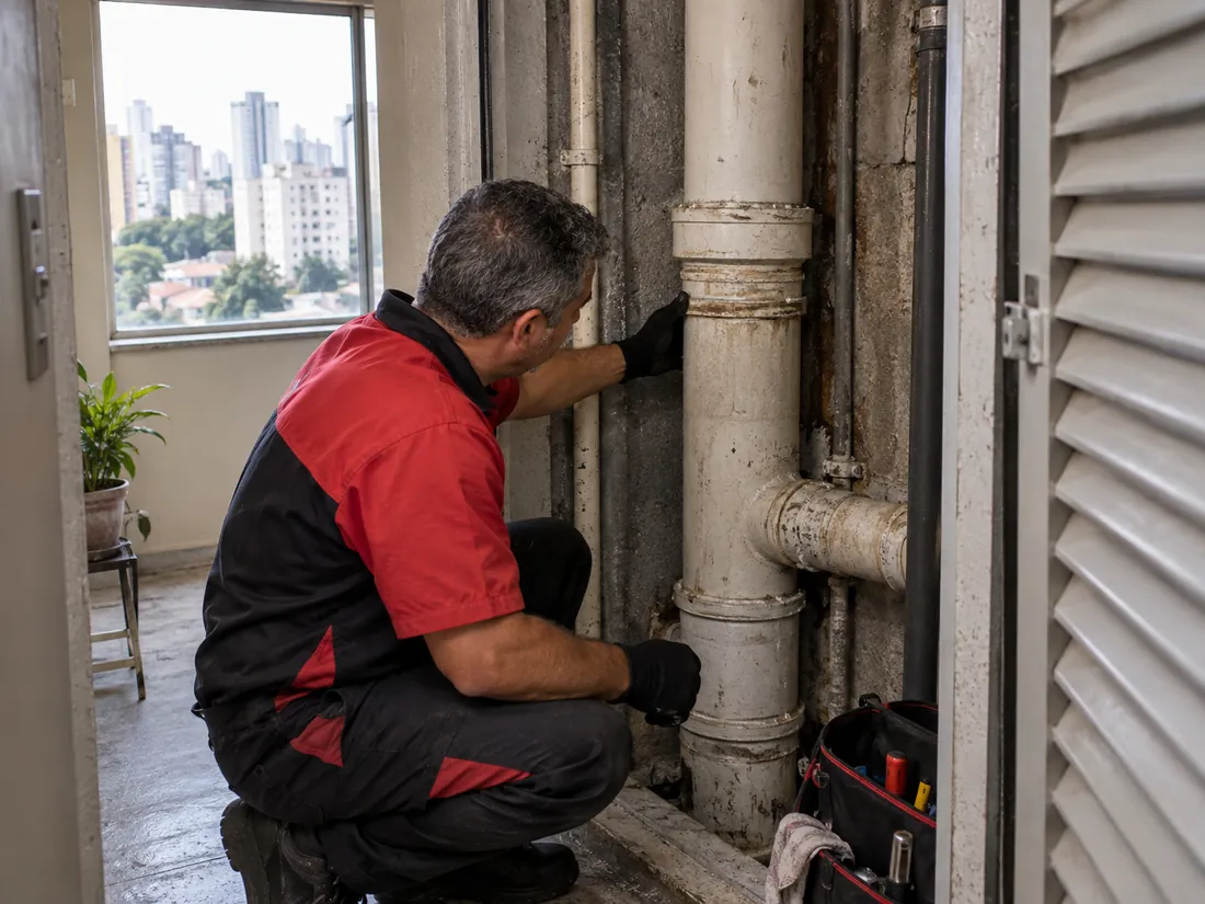 Atendimento de desentupidora de prumada predial em São Paulo